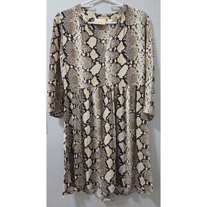 Maeve Anthropologie Snake Python Print Dress Small Boho 3/4 Sleeve Flowy